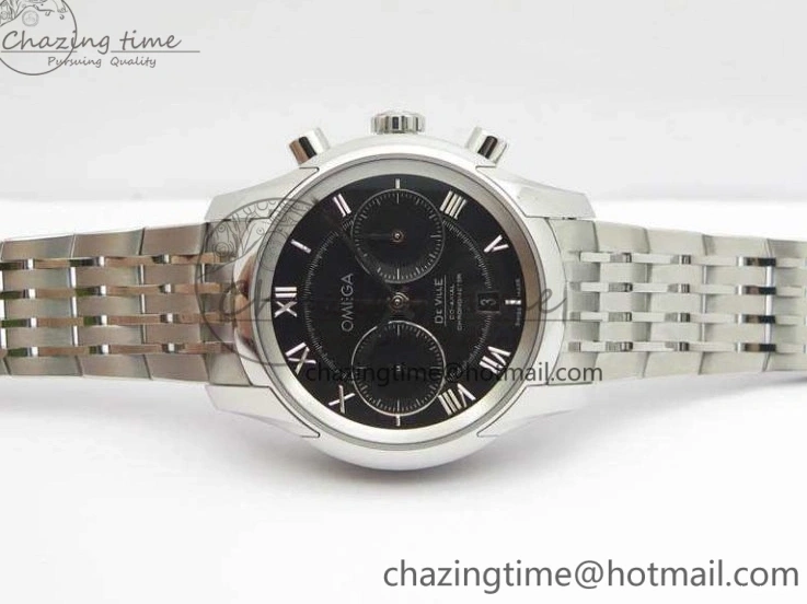 0402 De Ville Chronograph SS OMF 1:1 Best Edition Black Dial On SS Bracelet A Attractive 8150